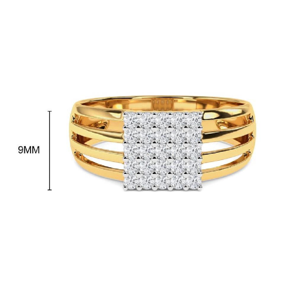 Eternity Line Diamonds and Gold Finger Ring for Men