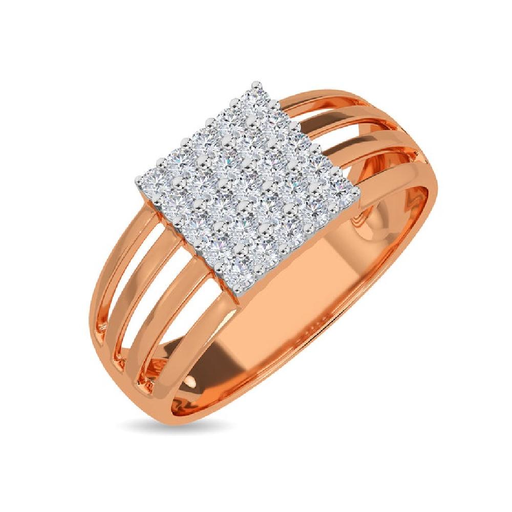 Eternity Line Diamonds and Gold Finger Ring for Men