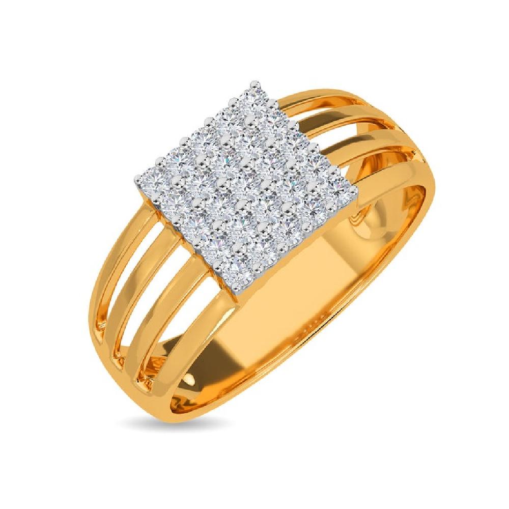Eternity Line Diamonds and Gold Finger Ring for Men