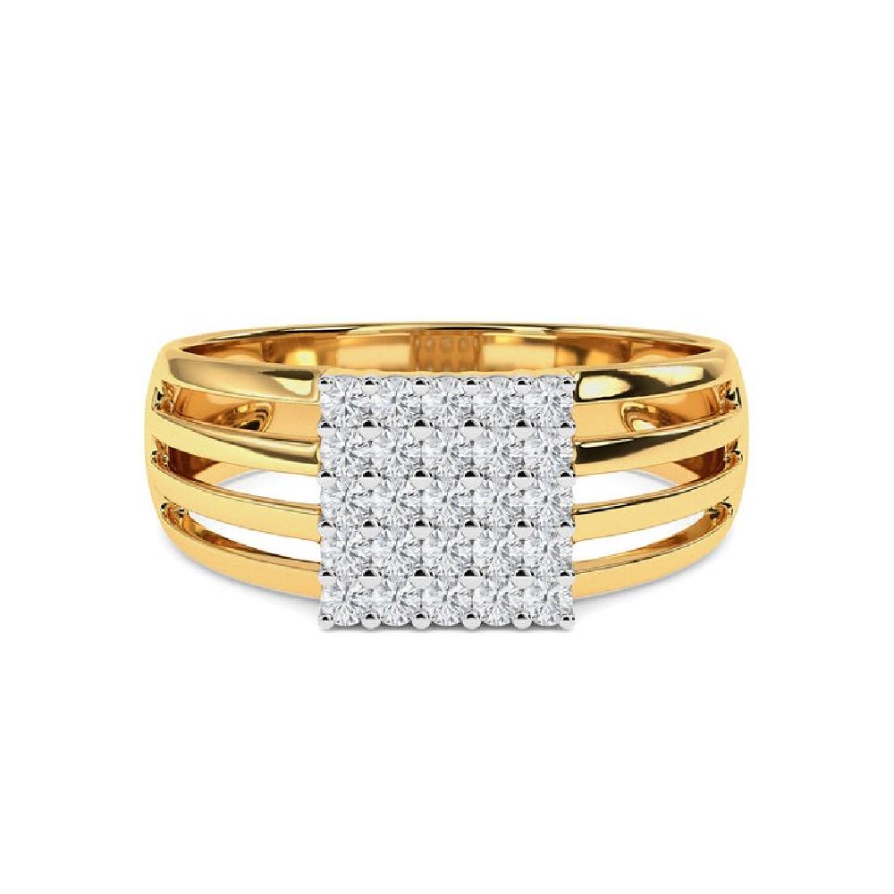 Eternity Line Diamonds and Gold Finger Ring for Men