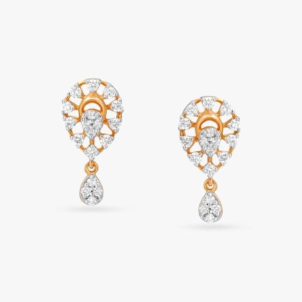 Sparkly Teardrop Diamond Stud Earrings