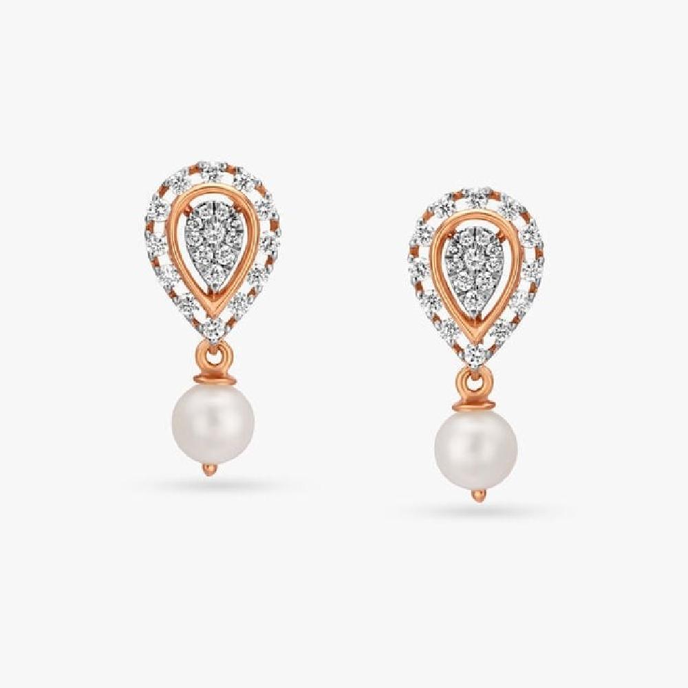 Classy Pearl and Diamond Drop Earrings