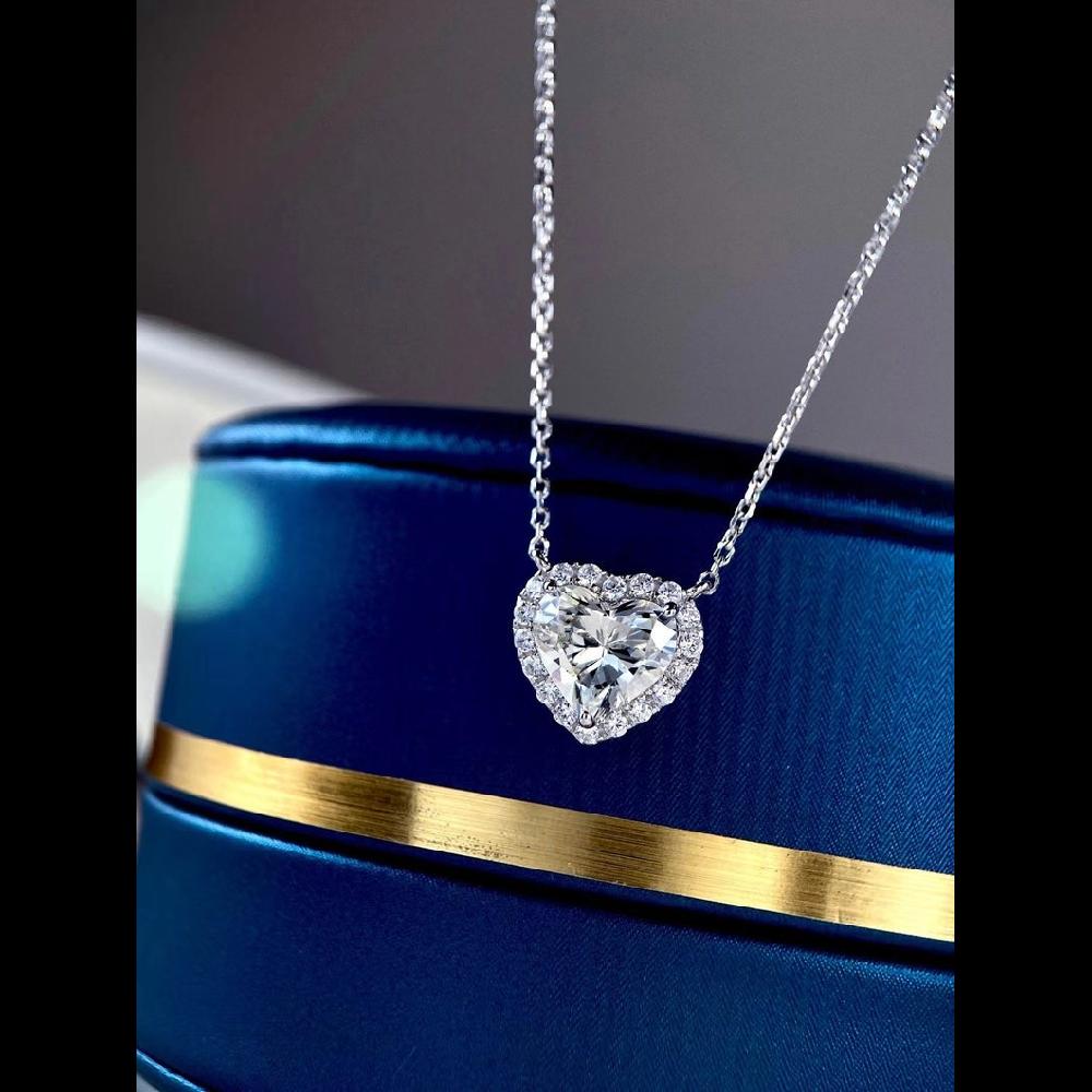 Heart cut diamond necklace