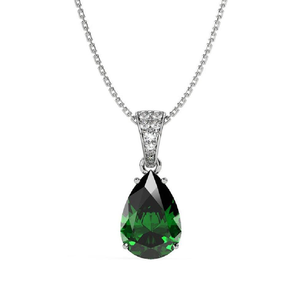 STERLING SILVER DARK GREEN TEAR DROP PENDANT