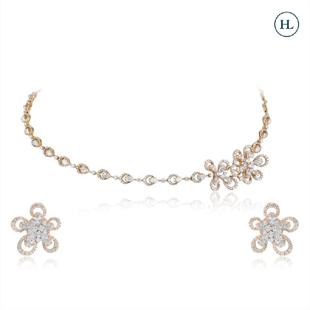 FLORAL DIAMOND NECKLACE SET