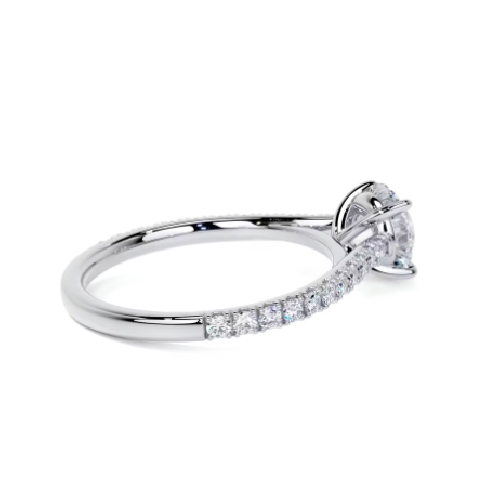 Bardot Scallop Prong Round CVD Diamond Ring