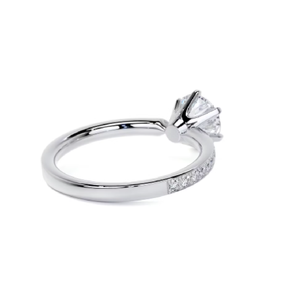 Fontaine Pave Prong Round CVD Diamond Ring