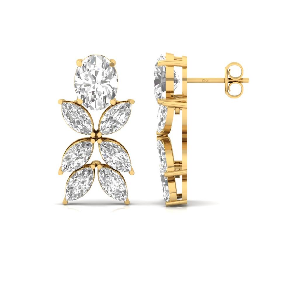 Elegant Oval & Marquise Lab Grown Solitaire Diamond Earrings