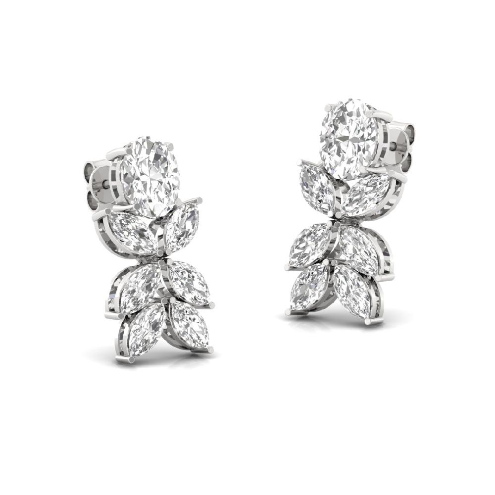 Elegant Oval & Marquise Lab Grown Solitaire Diamond Earrings