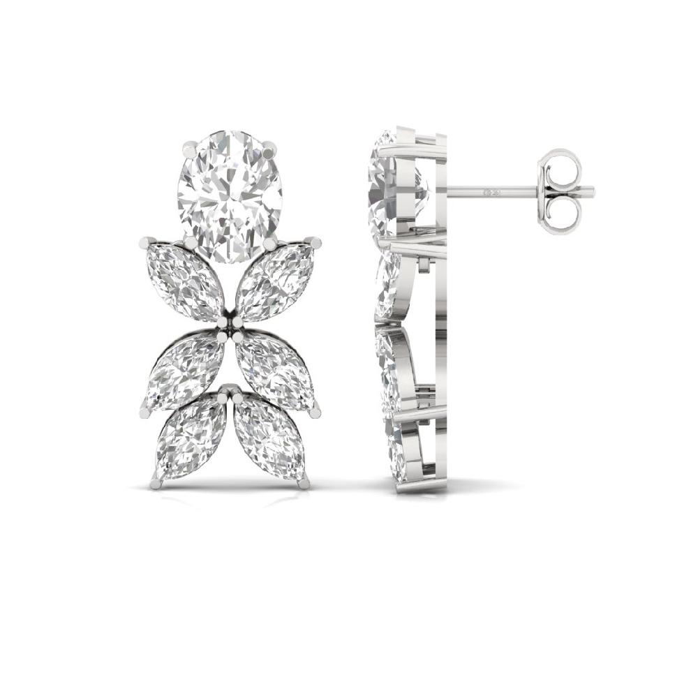 Elegant Oval & Marquise Lab Grown Solitaire Diamond Earrings