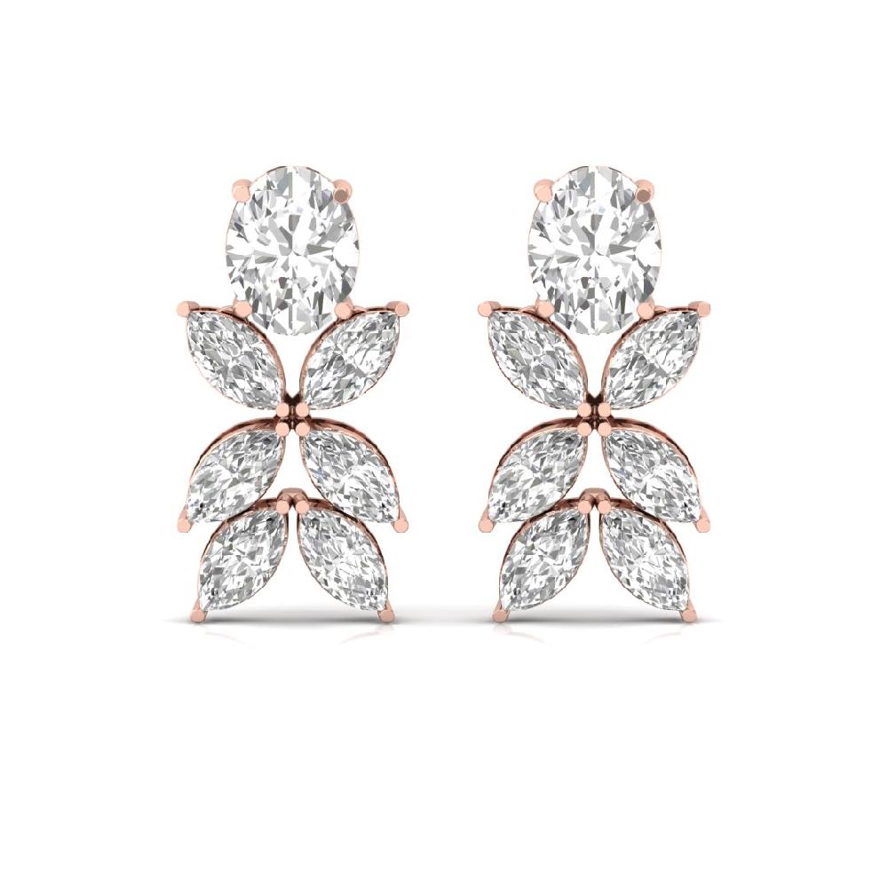Elegant Oval & Marquise Lab Grown Solitaire Diamond Earrings