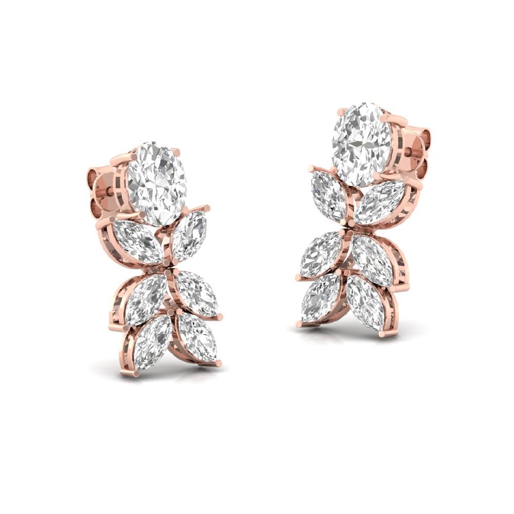 Elegant Oval & Marquise Lab Grown Solitaire Diamond Earrings
