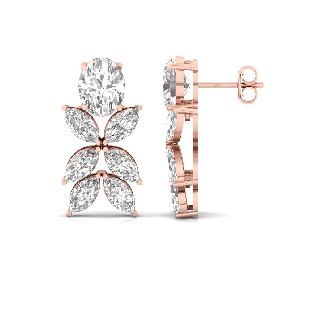 Elegant Oval & Marquise Lab Grown Solitaire Diamond Earrings