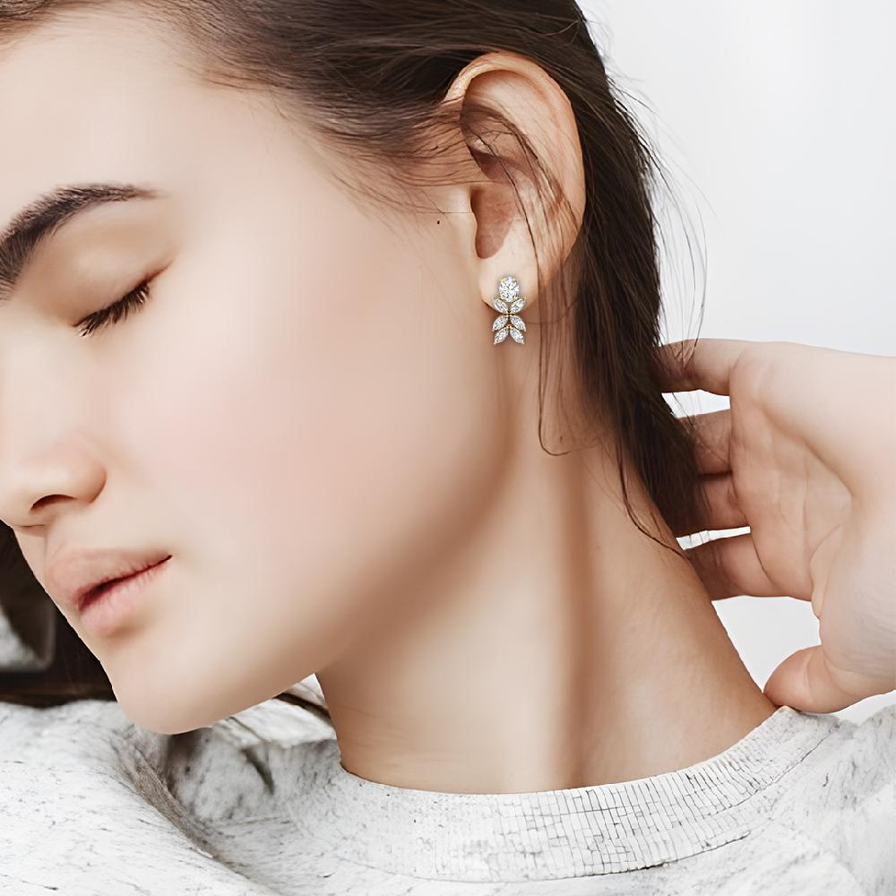 Elegant Oval & Marquise Lab Grown Solitaire Diamond Earrings