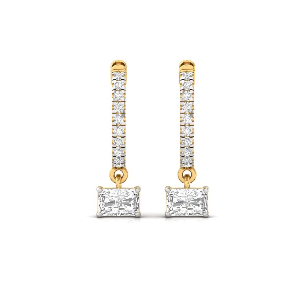 0.66ct Radiant & Round CVD Diamond Hoop Solitaire Earring