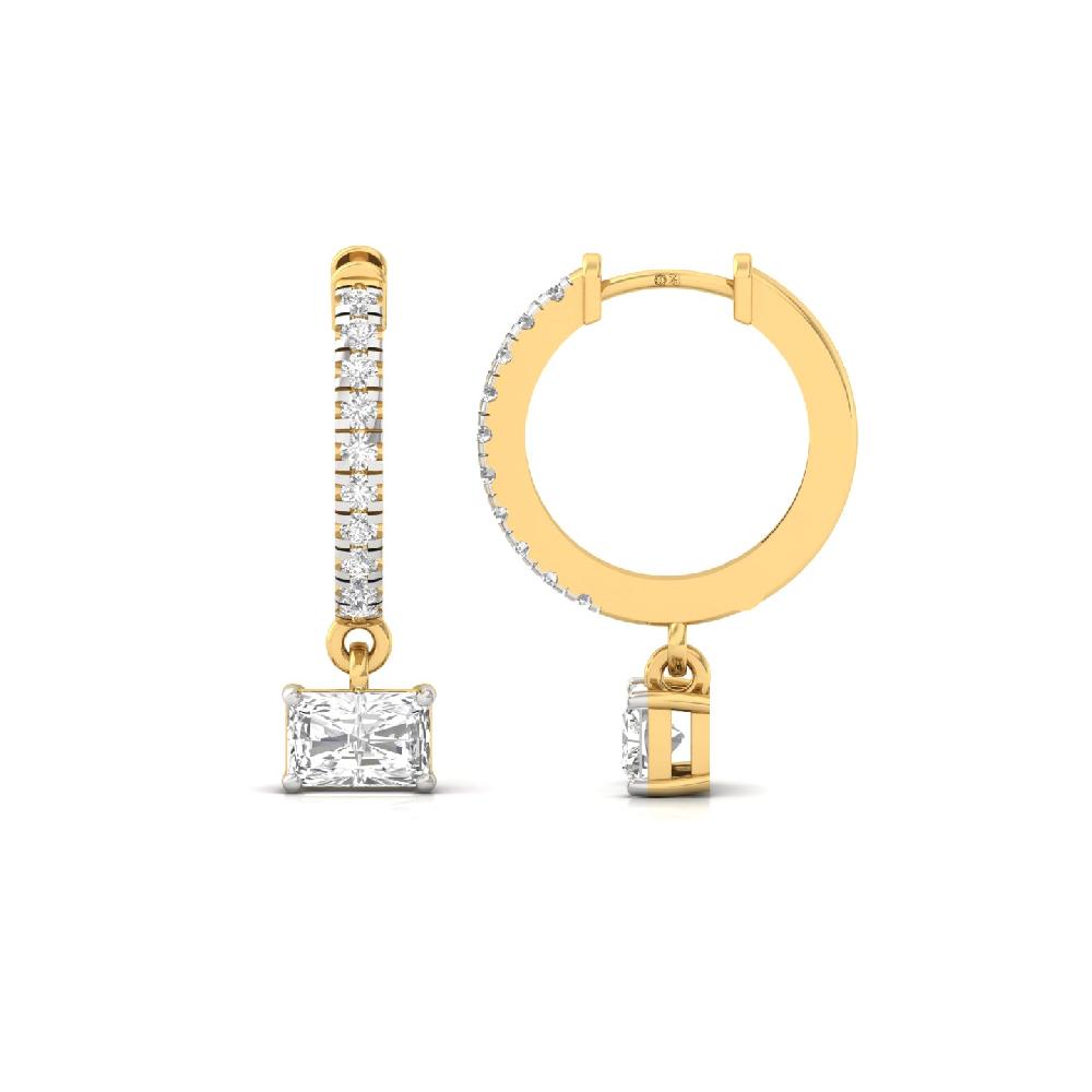 0.66ct Radiant & Round CVD Diamond Hoop Solitaire Earring