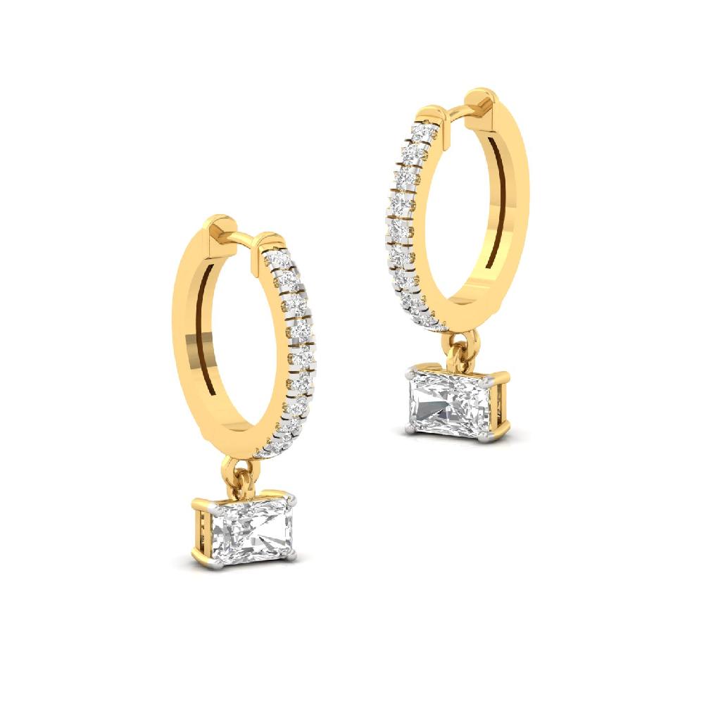0.66ct Radiant & Round CVD Diamond Hoop Solitaire Earring