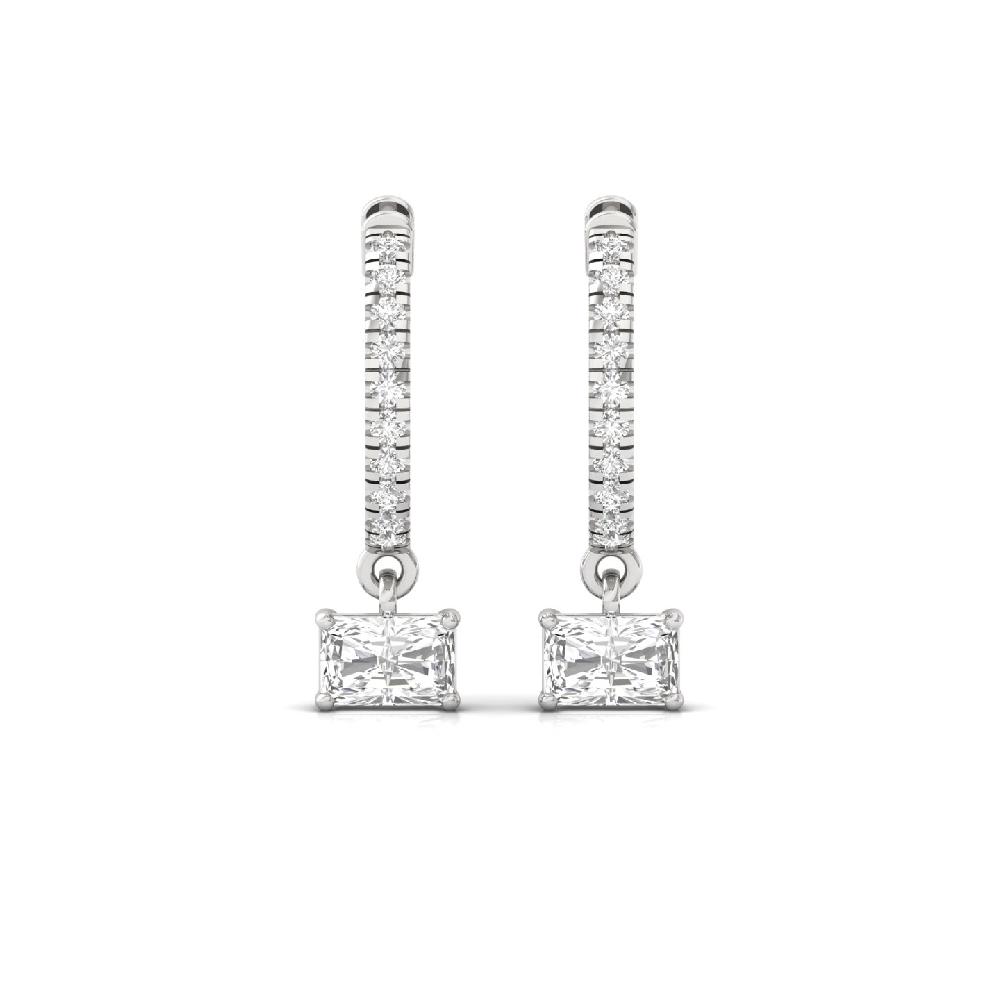 0.66ct Radiant & Round CVD Diamond Hoop Solitaire hoopes Earring