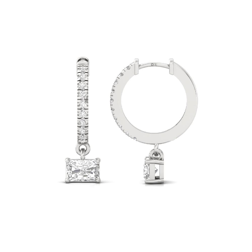 0.66ct Radiant & Round CVD Diamond Hoop Solitaire hoopes Earring