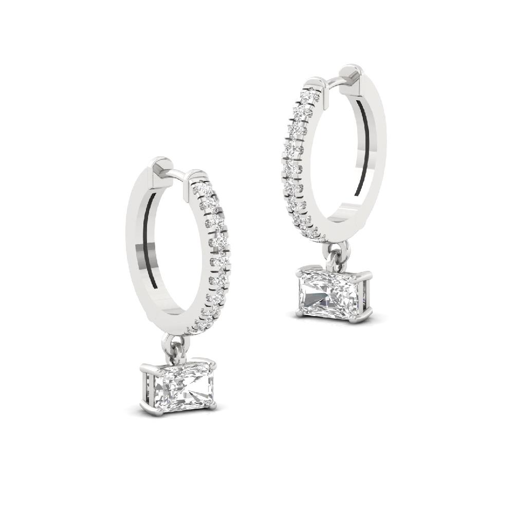 0.66ct Radiant & Round CVD Diamond Hoop Solitaire hoopes Earring