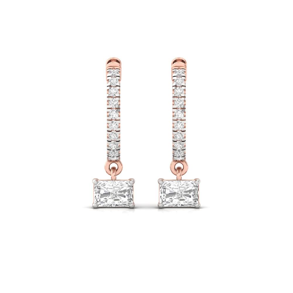 0.66ct Radiant & Round CVD Diamond Hoop Solitaire hoopes Earring