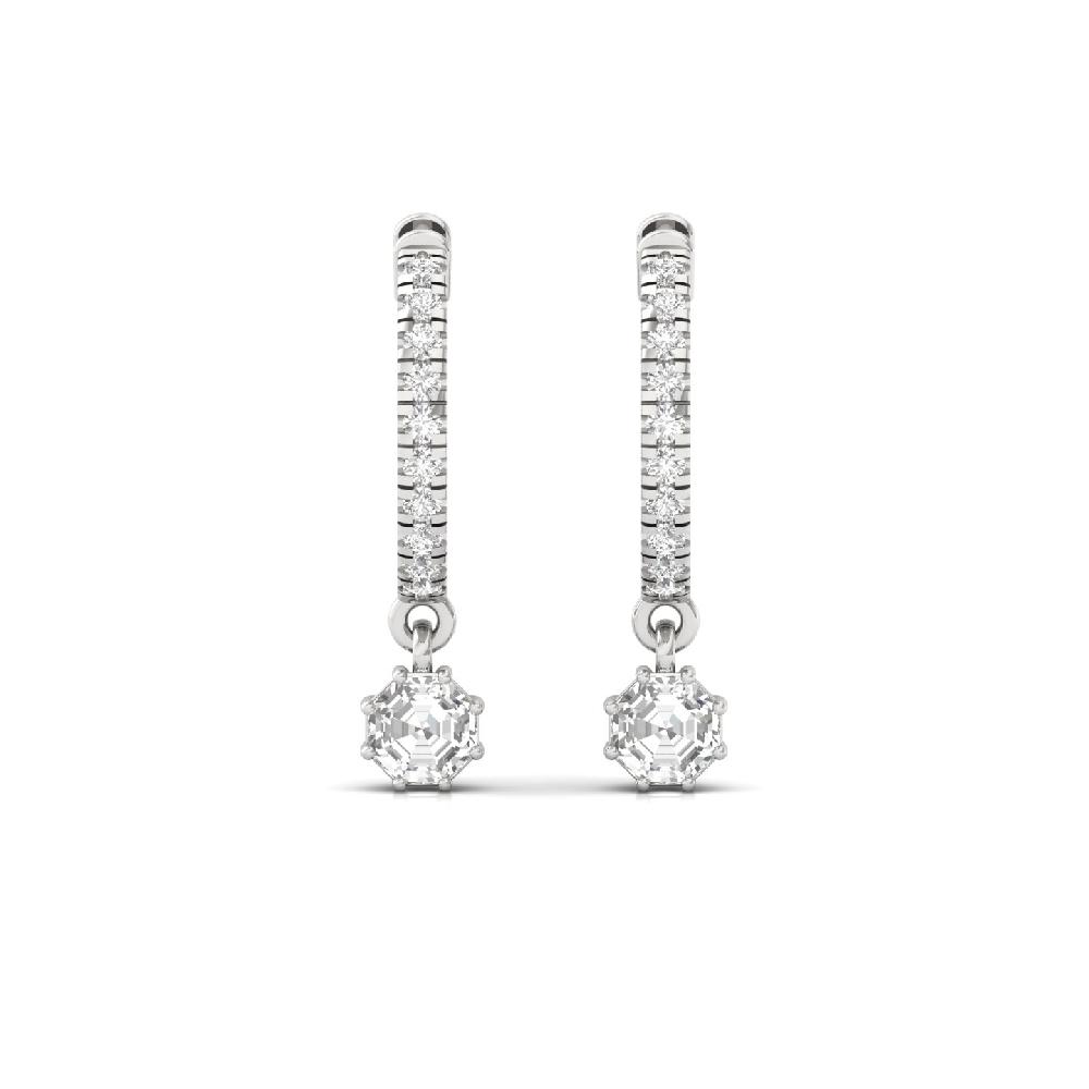 0.505ct Octagon & Round CVD Diamond Solitaire Earrings