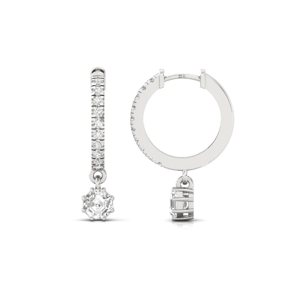 0.505ct Octagon & Round CVD Diamond Solitaire Earrings