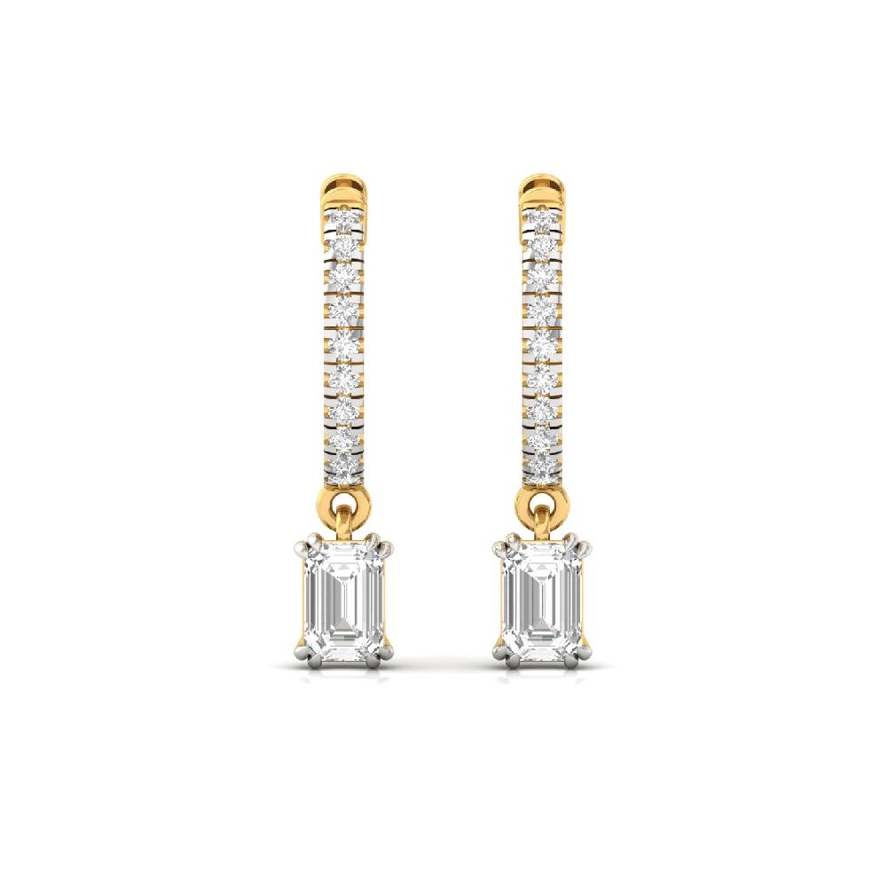 Exquisite 0.555ct Emerald & Round CVD Diamond Solitaire Earrings