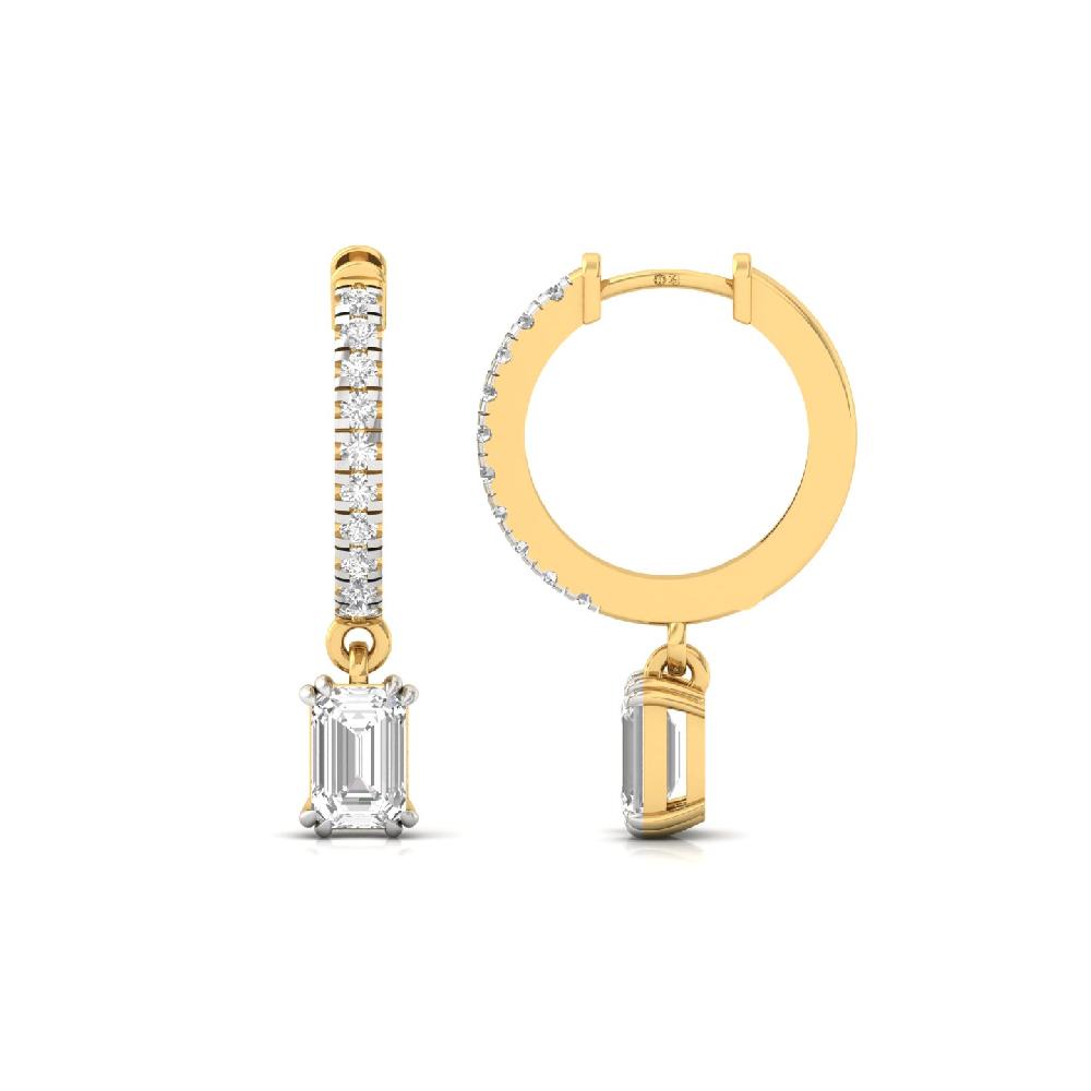 Exquisite 0.555ct Emerald & Round CVD Diamond Solitaire Earrings