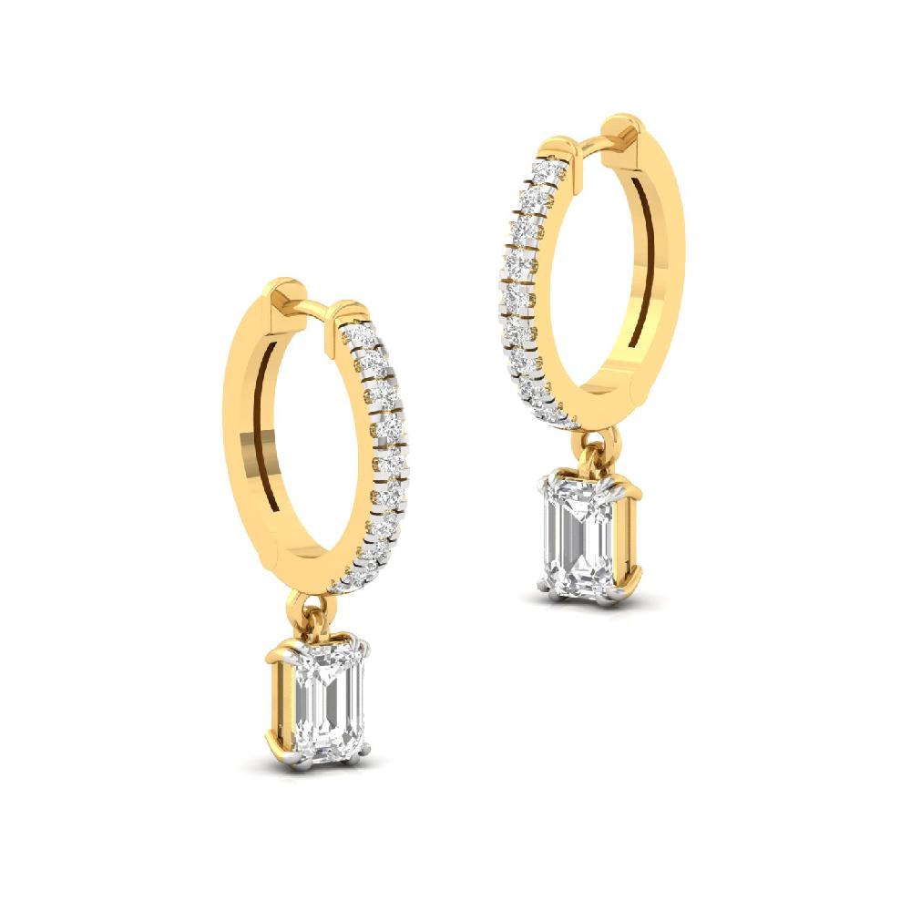 Exquisite 0.555ct Emerald & Round CVD Diamond Solitaire Earrings
