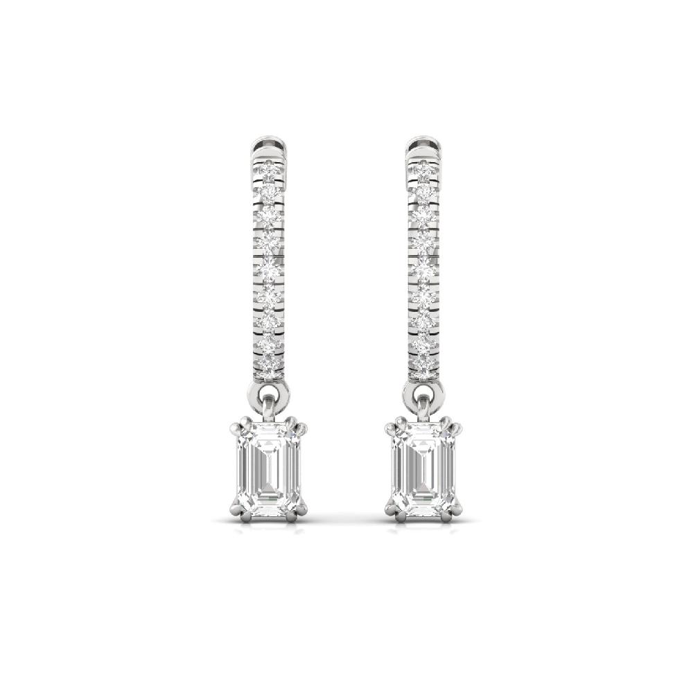 Exquisite 0.555ct Emerald & Round CVD Diamond Solitaire Earrings