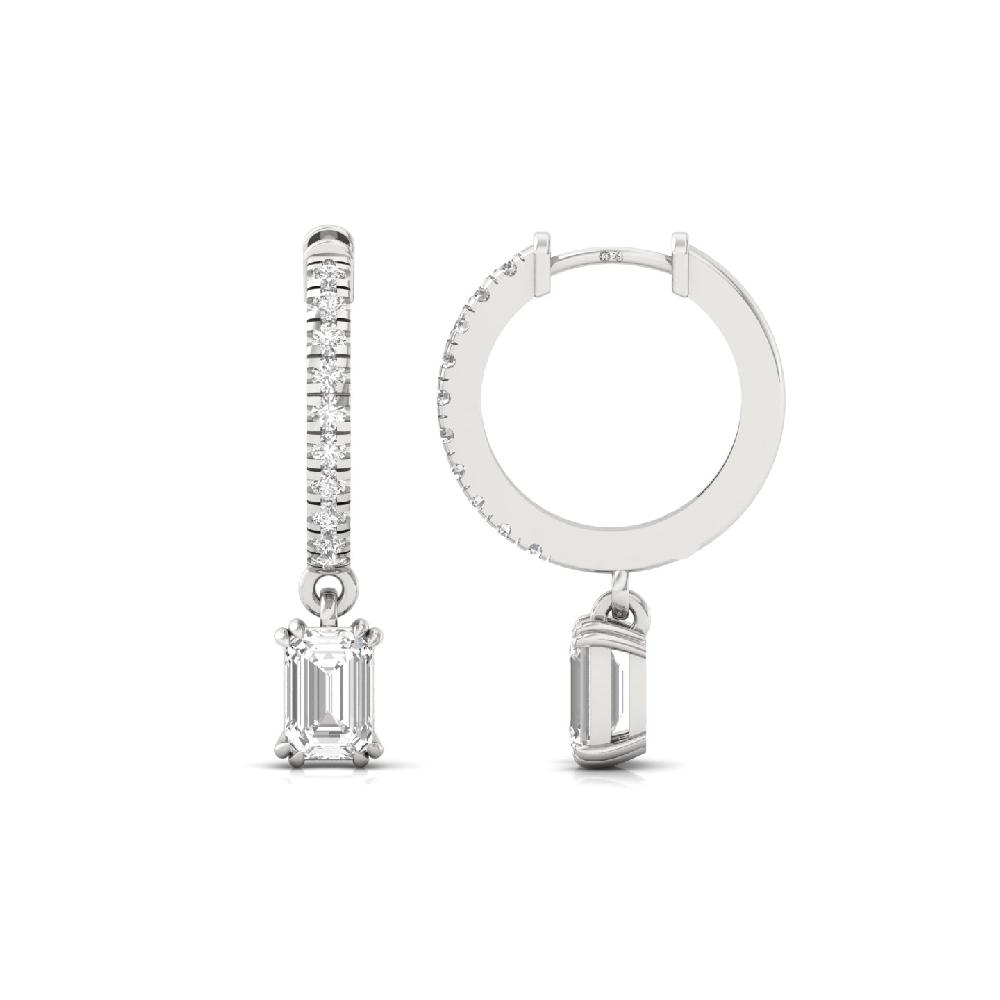 Exquisite 0.555ct Emerald & Round CVD Diamond Solitaire Earrings