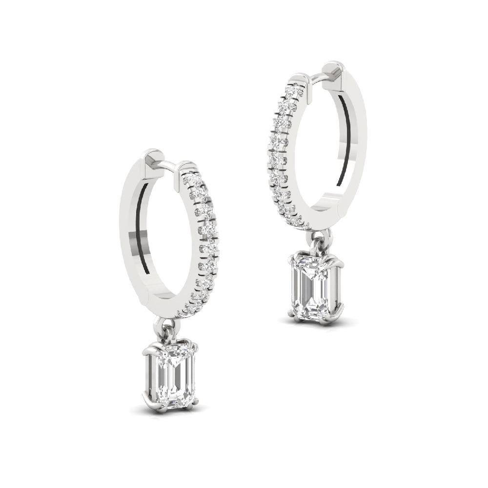 Exquisite 0.555ct Emerald & Round CVD Diamond Solitaire Earrings