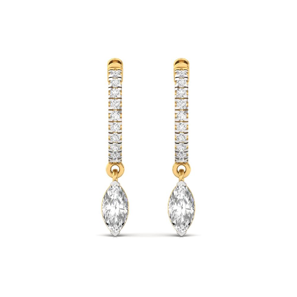 Elegant 0.4150ct Marquise & Round CVD Diamond Hoop Solitaire Earrings