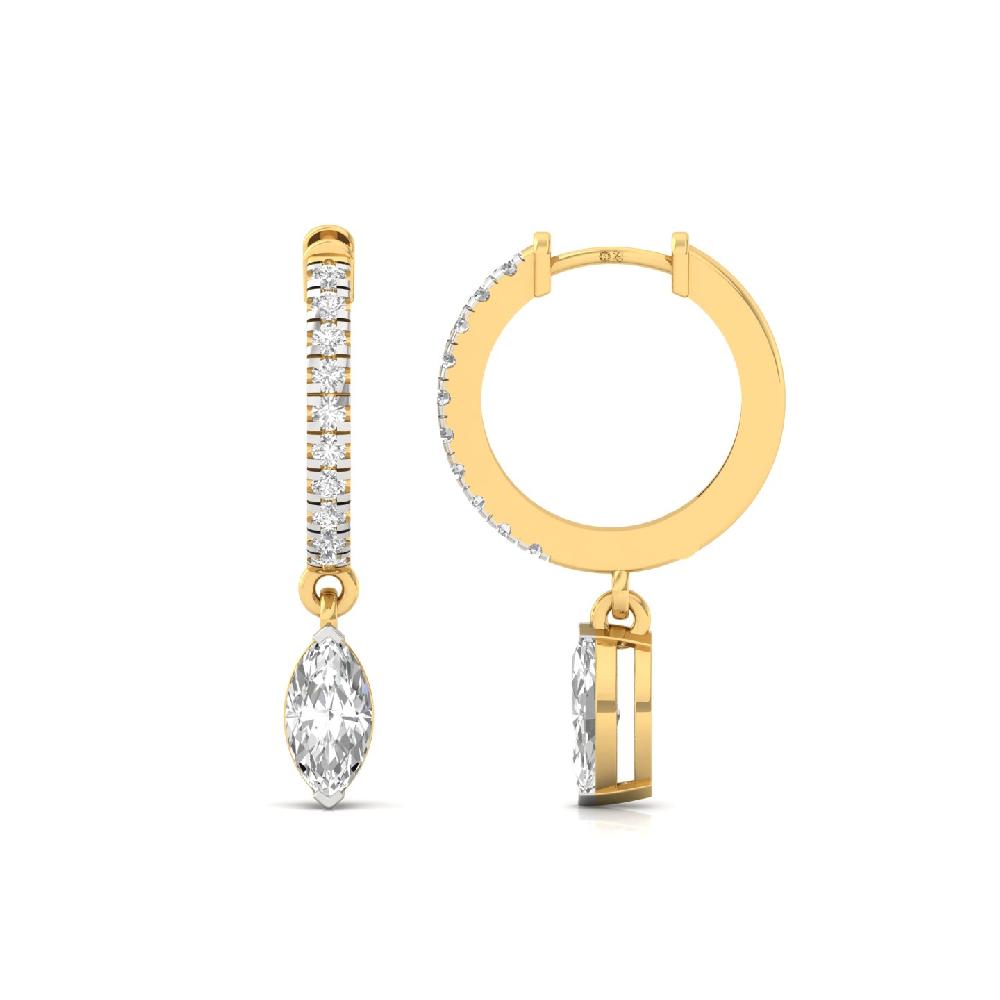 Elegant 0.4150ct Marquise & Round CVD Diamond Hoop Solitaire Earrings