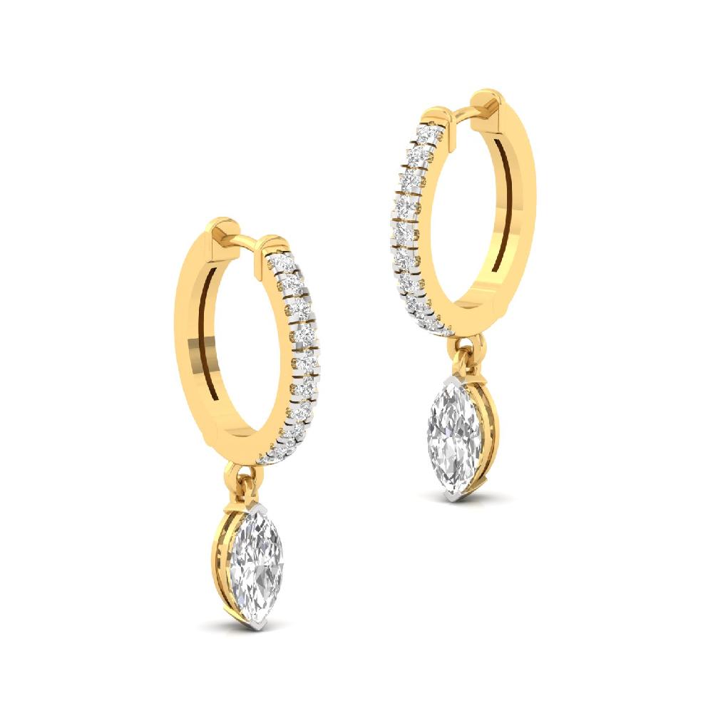 Elegant 0.4150ct Marquise & Round CVD Diamond Hoop Solitaire Earrings