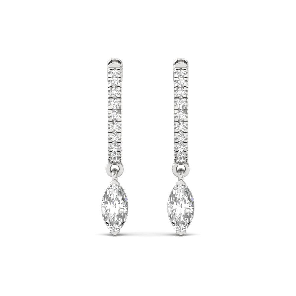 Elegant 0.4150ct Marquise & Round CVD Diamond Hoop Solitaire Earrings