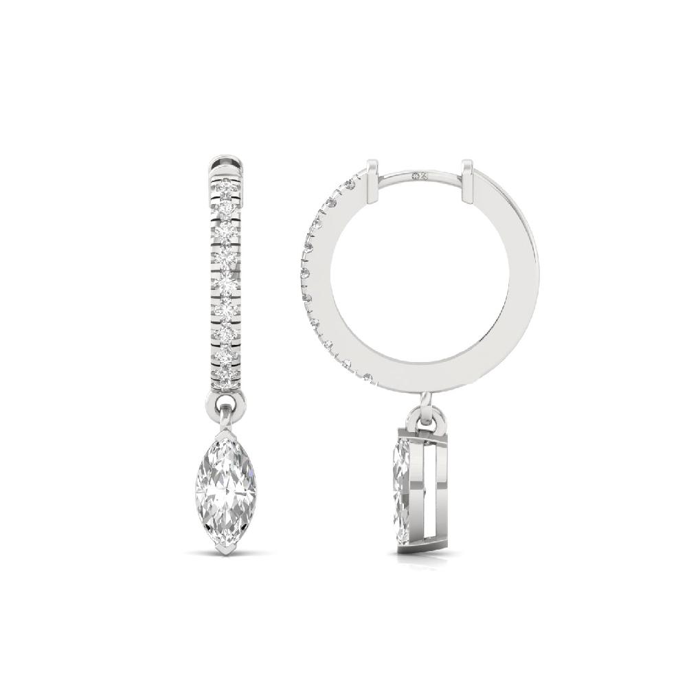 Elegant 0.4150ct Marquise & Round CVD Diamond Hoop Solitaire Earrings