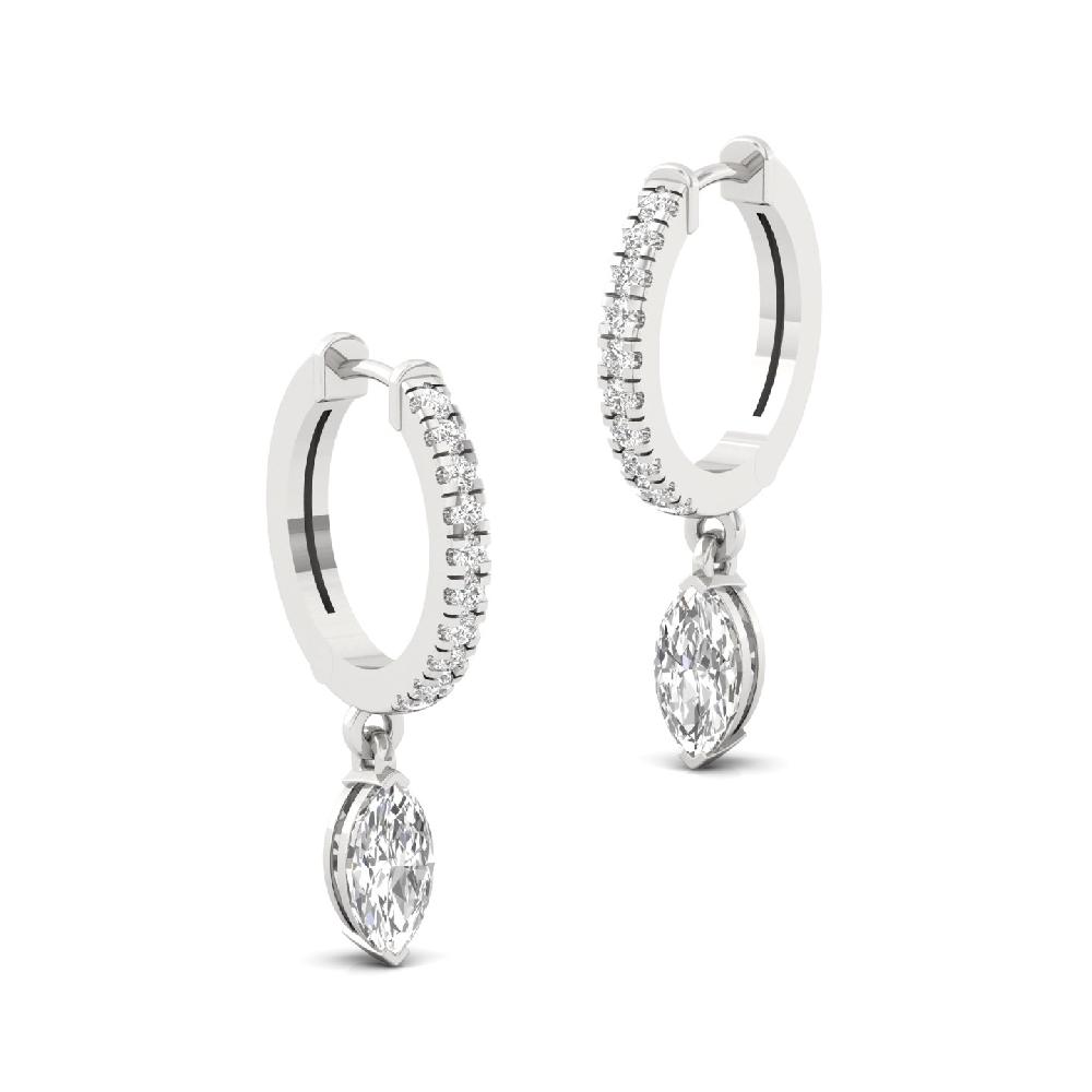 Elegant 0.4150ct Marquise & Round CVD Diamond Hoop Solitaire Earrings