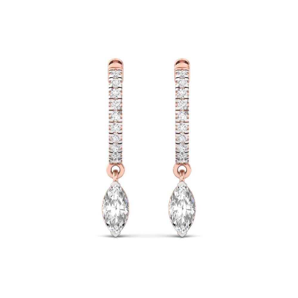 Elegant 0.4150ct Marquise & Round CVD Diamond Hoop Solitaire Earrings