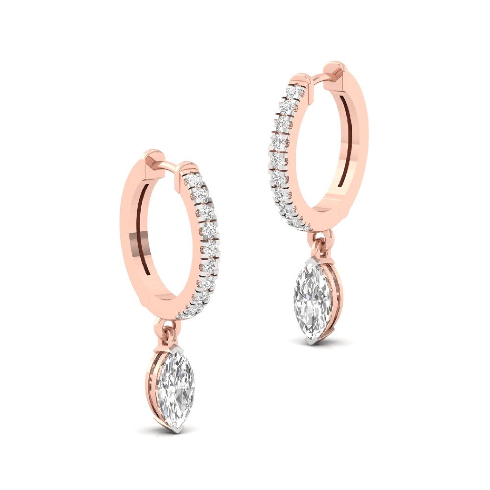 Elegant 0.4150ct Marquise & Round CVD Diamond Hoop Solitaire Earrings