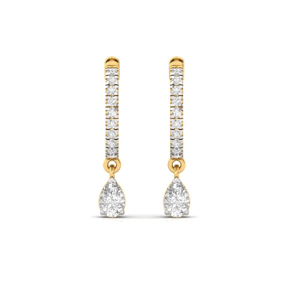 Exquisite 0.355ct Pear & Round CVD Diamond Hoop Solitaire Earrings