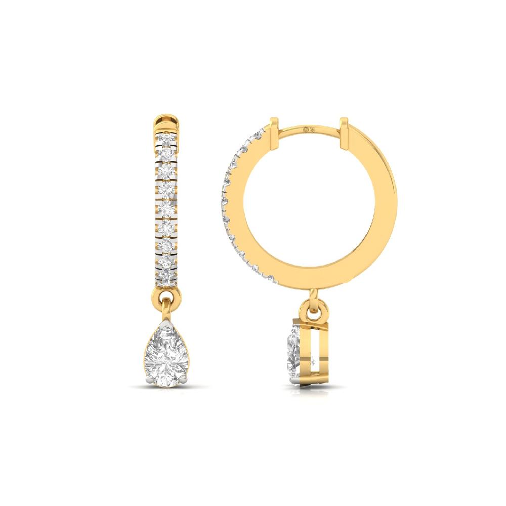 Exquisite 0.355ct Pear & Round CVD Diamond Hoop Solitaire Earrings