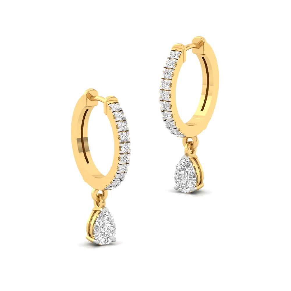 Exquisite 0.355ct Pear & Round CVD Diamond Hoop Solitaire Earrings