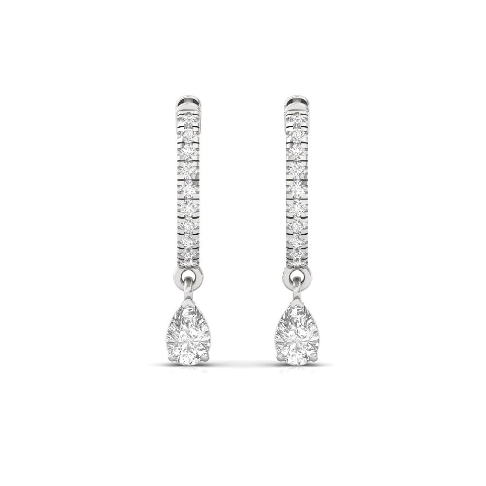 Exquisite 0.355ct Pear & Round CVD Diamond Hoop Solitaire Earrings