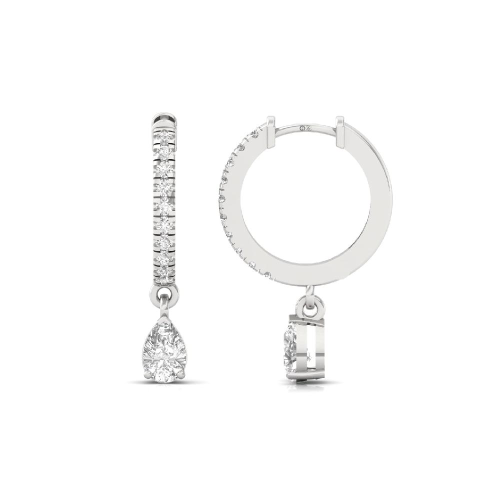 Exquisite 0.355ct Pear & Round CVD Diamond Hoop Solitaire Earrings