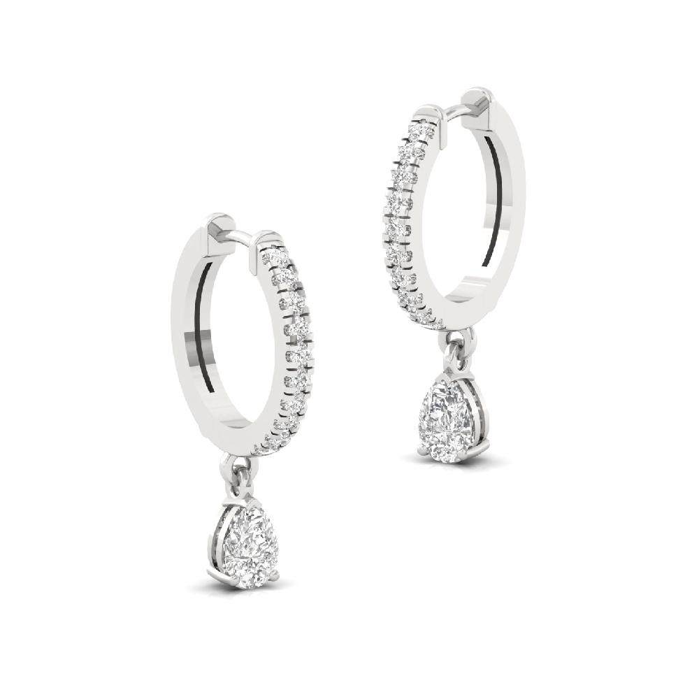 Exquisite 0.355ct Pear & Round CVD Diamond Hoop Solitaire Earrings