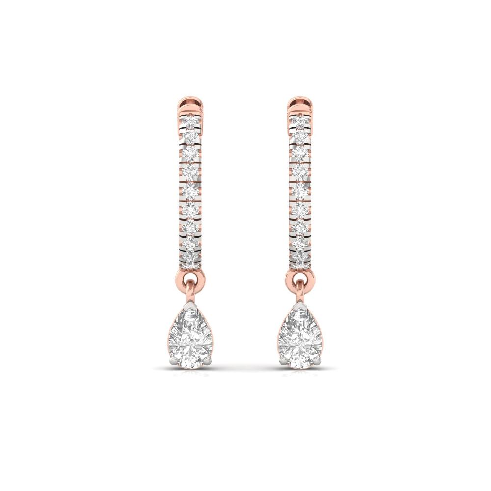 Exquisite 0.355ct Pear & Round CVD Diamond Hoop Solitaire Earrings