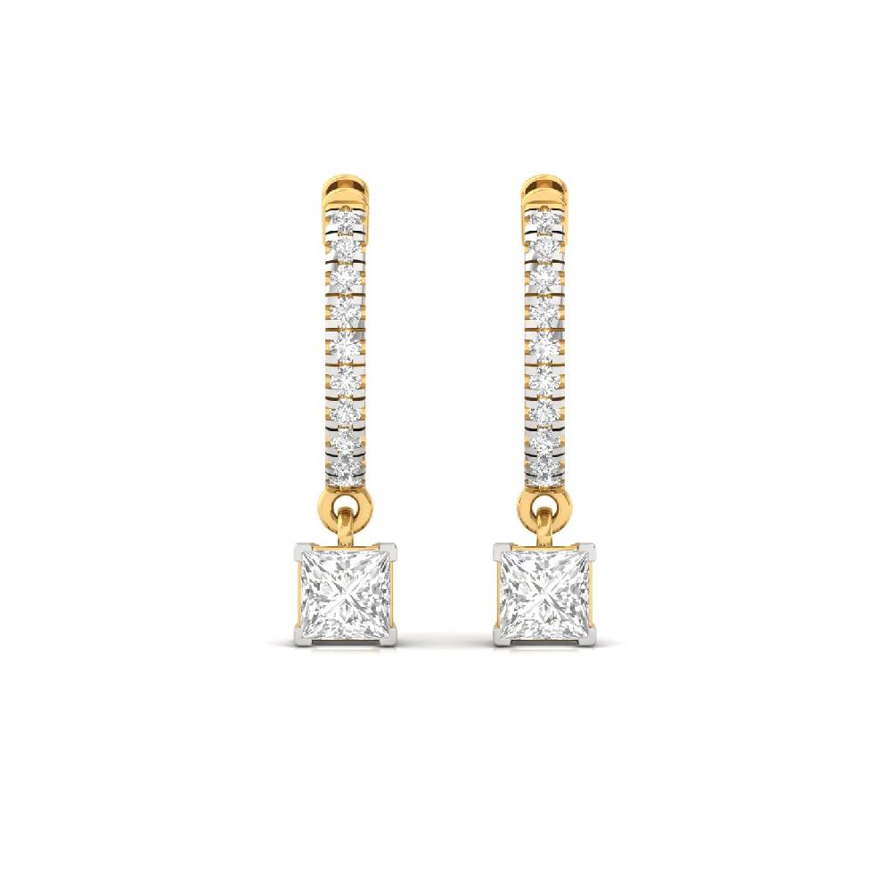 Elegant 0.57ct Princess & Round CVD Diamond Hoop Solitaire Earrings