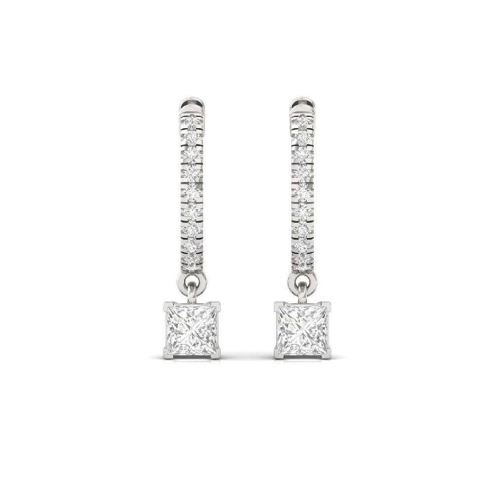 Elegant 0.57ct Princess & Round CVD Diamond Hoop Solitaire Earrings